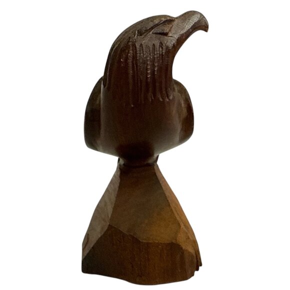 Hand Carved Wooden Eagle Figurine Rustic Decor 4” - Picture 4 of 7